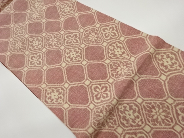 JAPANESE KIMONO / VINTAGE FUKURO OBI / TSUMUGI / WOVEN ABSTRACT SHOKKOMON PATTERN